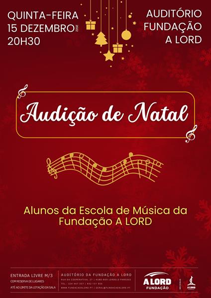 Escola de Música | AUDIÇÃO DE NATAL | 15 dezembro