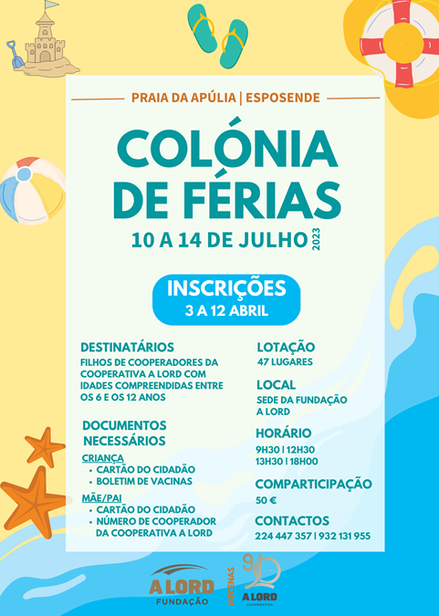 Inscrições | COLÓNIA DE FÉRIAS | 3 a 12 abril