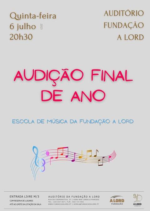 Escola de Música | AUDIÇÃO FINAL DE ANO | 6 julho