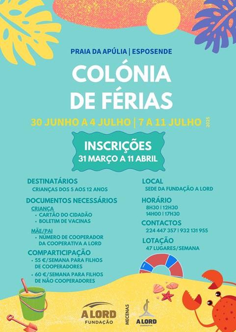 Inscrições | COLÓNIA DE FÉRIAS | 31 março a 11 abril
